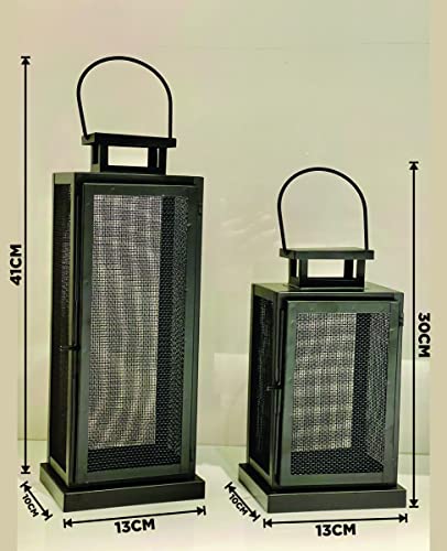 Urban Born Set of 2 Iron Lantern and Candle Tealight Holder for Home Decor Items | Candles for Home Decoration | Candle Holders for Home Decor | 2 Free led Lights (Pack of 2) (Gold)