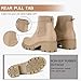 FITORY Womens Chelsea Boots, Elastic Ankle Booties with Chunky Mid Heel and Lug Sole, Comfy Trendy Slip on Shoes for Fall and Winter Tan Size 8.5
