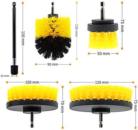5pcs Drill Brush Attachment Set -Drill Brush Cleaning Brushes Set Power Scrubber Brush for Cleaning with Extend Attachment Drilling Brushes for Grout, Floor, Tub, Tile, Shower,Kitchen and Tile Wheels