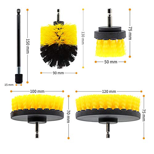 Image of 5pcs Drill Brush Attachment Set -Drill Brush Cleaning Brushes Set Power Scrubber Brush for Cleaning with Extend Attachment Drilling Brushes for Grout, Floor, Tub, Tile, Shower,Kitchen