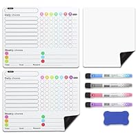 Cncedi 3Pcs Magnetic Reward Charts Chore Chart for Kids, Good Behaviour Charts Children Responsibility Chart to Cultivate Responsibility and Good Habits, Includes 4 Markers 1 Eraser