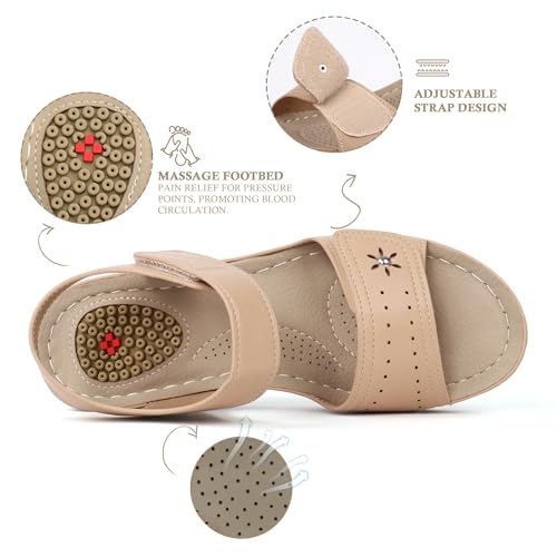 Image of JABASIC Women Comfortable Sandals Orthotic Walking Sandals Orthopedic Arch Support Sandals