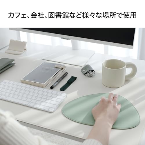 Common Nuovo レザーマウスパッド｜滑り止め付き・曲線デザイン｜汚れに強い上品カラー｜ビジネス・オフィス用 デスクアクセサリー｜ノートPC対応 (ベージュ)