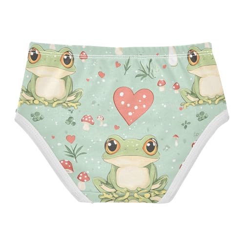 Wusikd Cute Frog Heart Girls' Underwear Cotton Mushrooms Girls Briefs Soft Toddler Underwear 2T2