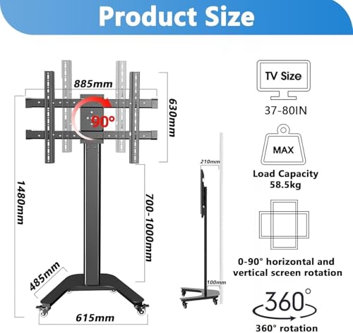 Soporte móvil para TV para televisores de 37 a 80 pulgadas miniatura 2