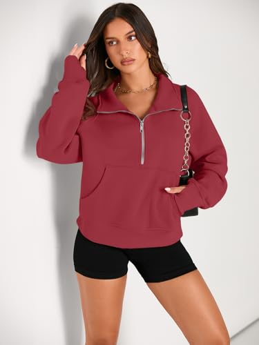Image of AUTOMET Womens Sweatshirts Half Zip Cropped Pullover Fleece Quarter Zipper Hoodies 2026 Fall Fashion Outfits Clothes