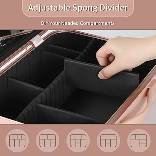 Zvmttoy Makeup Case With Mirror And Lights - Professional Makeup Artist Tavel Case 3 Color Led Light Setting, Make Up Train Case With Brushes Storage Cosmetic Case Waterproof (19.7 Inch Capacity) #TOP3