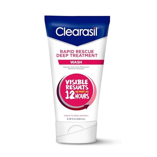 Clearasil Rapid Rescue Deep Treatment Acne Face Wash, Maximum Strenght with 2% Salicylic Acid Acne Medication, Acne Facial Cleanser, 6.78 fl oz