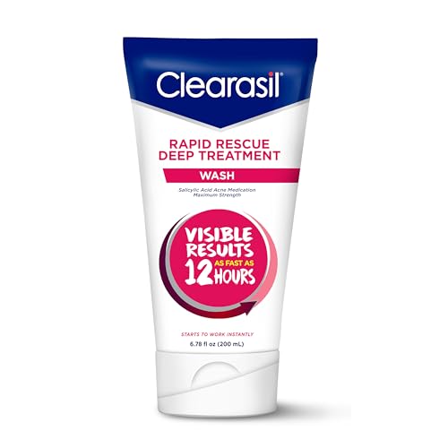 Clearasil Rapid Rescue Deep Treatment Acne Face Wash, Maximum Strenght with 2% Salicylic Acid Acne...