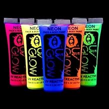 Blacklight Face and Body Paint 0.34oz - Neon Fluorescent 0.34 Fl Oz Pack of 5