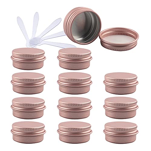 ZEOABSY 24 Stück 10ml Matt Rosa Aluminium Leer Dosen mit Schraubdeckel Runde Alu Tiegel Cremedose Schraubdose Aludose Tins für Kosmetik Kerze Salben 6X Spatel Cover