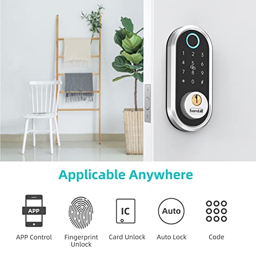 Fingerprint Door Lock - Hornbill Smart Lock Keyless Entry Door Lock For Front Door - Electronic Digital Keypads Deadbolt Lock - Auto Lock App Code Alexa Fobs For Airbnb Home Office - Silver #TOP1