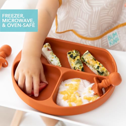 image for Bumkins Toddler and Baby Suction Plate, Divided Grip Dish for Babies a