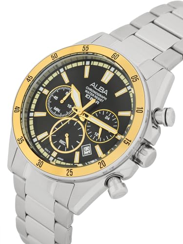 ALBA Stainless Steel Men Analog Wristwatch At3J19X1, Black Dial, Silver Band - Image 2