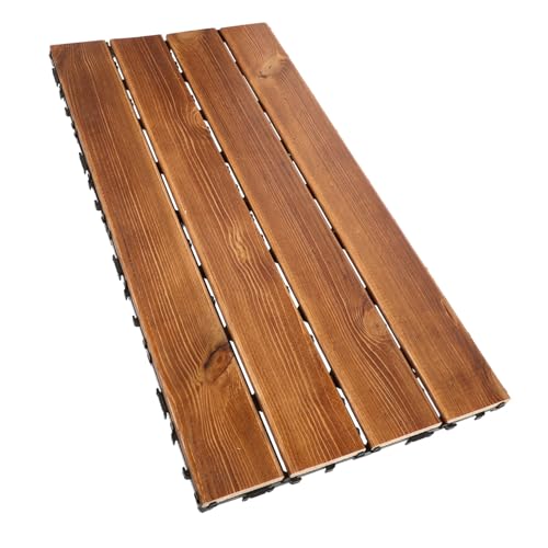 Veemoon Carbonized Wood Floor Interlocking Patio Tiles for Balcony Outdoor Garden Wooden Flooring Deck