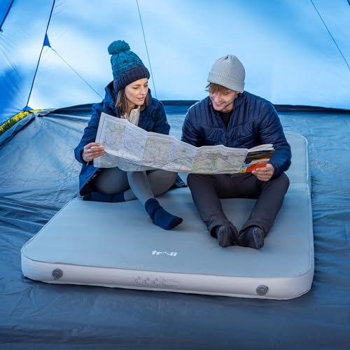 Trail Outdoor Leisure Double Self Inflating Camping Mat, Deluxe Inflatable Air Mattress, Memory Foam Core, Box Wall Sides, Brushed Face Fabric, Bag Included (200cm x 132cm x 10cm) - 2