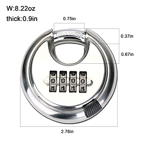 Nbyt 4 Digit Stainless Steel Combination Password Lock With Hardened Steel Shackle Combo Padlock Outdoor Waterproof For Sheds, Locker,Storage Unit, Gym And Fence #TOP1