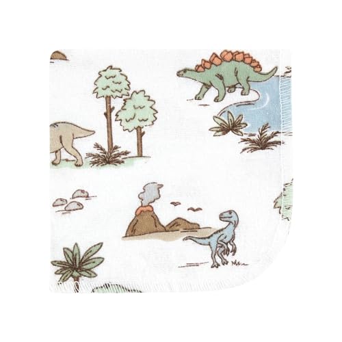 Image of Hudson Baby Unisex Baby Flannel Cotton Poly Washcloths, Dinosaur Adventures 10Pk, One Size