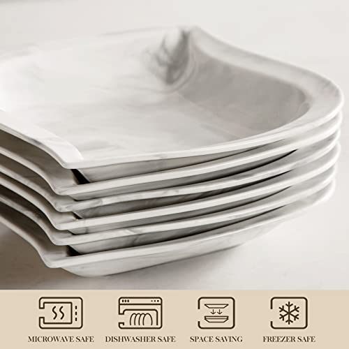 Malacasa Marble Grey Soup Plates, 22 Oz Porcelain Salad Pasta Bowls Dinner Set, Large Serving Bowls Set For Soup, Ramen And Pasta, Set Of 6, Series Elvira #TOP3