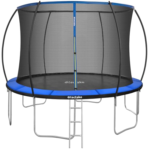tectake® Cama elástica niños, Red de Seguridad, trampolín para niños, colchoneta para Saltar, Fitness Ejercicio, Saltador niños, colchoneta Saltar Jardin, Escalera, Estructura de Acero - Ø 366 cm