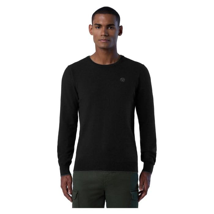 Pull Crewneck Sweater casual idéal pour le week-end en maille noire