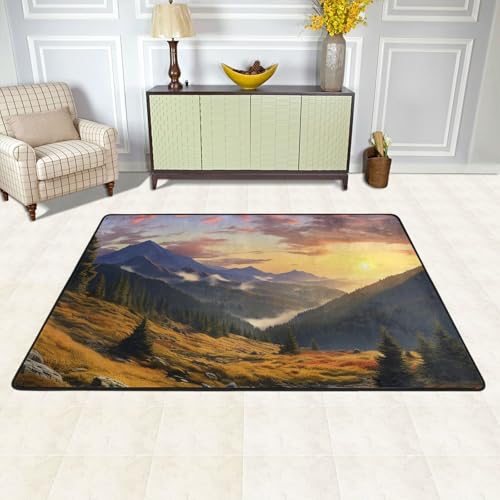 Grand tapis de sol doux pour intérieur moderne style montagne épuré