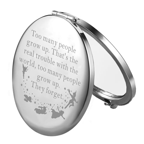 BEKECH Compact Mirror Peter Gift Too Many People Grow Up Faily Cartoon Tales Gift for Princess Lover (Silver)3