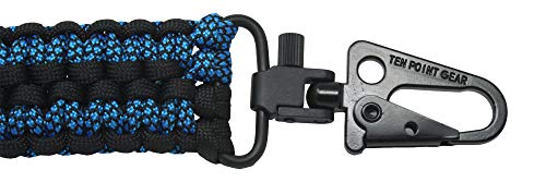 Ten Point Gear Extra Wide Gun Sling Paracord 550 Adjustable W/Swivels (Multiple Color Options) (Black & Blue Diamonds) #TOP3