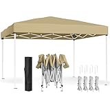 SONGMICS Tonnelle 3 x 3 m, Chapiteau Pliable, Protection Solaire, Résistante aux Petites Pluies, Portable, pour Cour, Jardin, Marché, Beige GCT102LZ01
