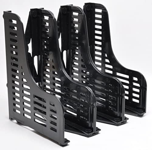 Markmesafe Adjustable Bookend, Magazine File Holders Desktop Organizer For Office Home, 3 Sections, Black #TOP3