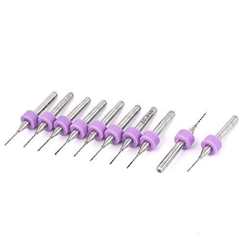 Aexit 10 Pcs Fuses 0.6mm Tip Spiral Flute Carbide PCB CNC Micro Drill Bits PCB Fuses Carving Tool