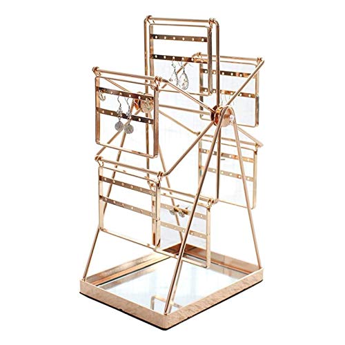 KIZQYN Porte Bijoux Golden Table d'oreille rotative Table d'oreille Ferris Boucle d'oreille Organiseur Bijoux Affichage Stand for Femme Girls Stud Boucle d'oreille Stockage Presentoir Bijoux