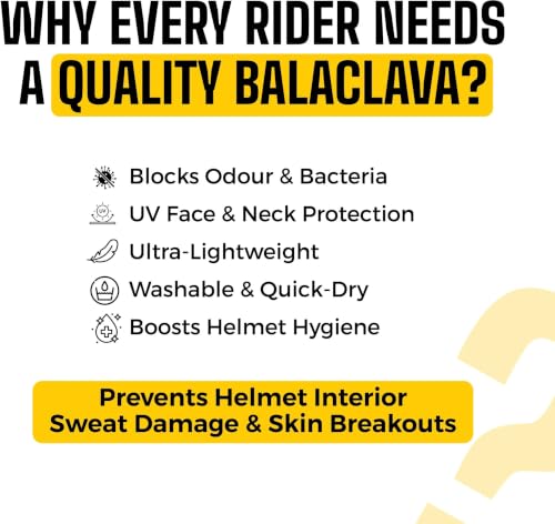 Image of 66BHP Balaclava Face Mask for Bikers - 95% Cotton Breathable Riding Mask for Men & Women, Anti-Dust Full Face Cover for Motorcycle, Biking, Cycling & Helmet Base Layer (Black)