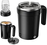 Tazza da caffè automatica auto-mescolante, 380 ml, tazza elettrica con agitatore magnetico, tazza miscelatore ricaricabile con display della temperatura, tazze portatili per caffè, latte, cacao (nero)