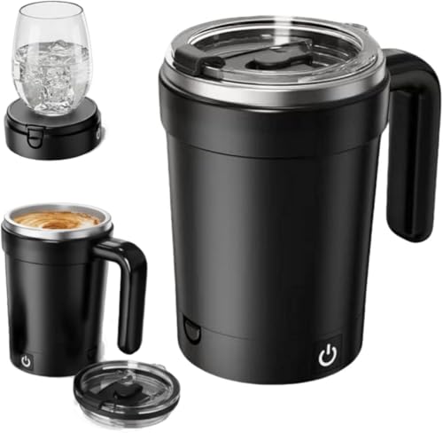 Tazza da caffè automatica auto-mescolante, 380 ml, tazza elettrica con agitatore magnetico, tazza miscelatore ricaricabile con display della temperatura, tazze portatili per caffè, latte, cacao (nero)