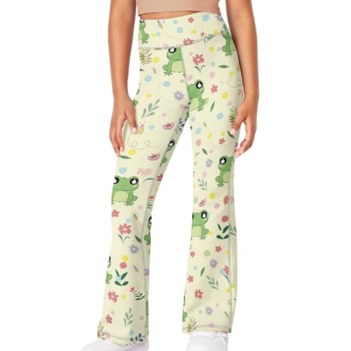 Image of Girls Flare Leggings 5-14T Cute Bell Bottoms for Girl Yoga Pants for Gym