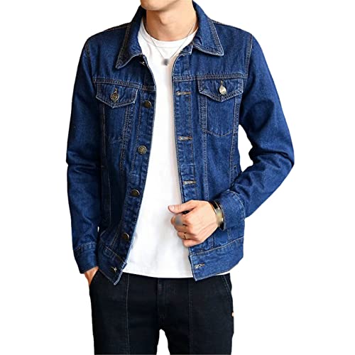Veste décontractée en coton bleu marine XXXXL avec revers surdimensionné