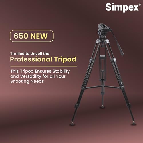 Image of Simpex Tripod 650,Professional Heavy Duty Tripod with Upload Upto 15 kg, Comes with Carry Bag