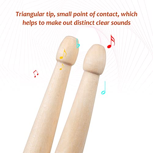 S 3 pares 5A Baquetas Baquetas de madeira de bordo Ponta triangular Cabo de borracha antiderrapante