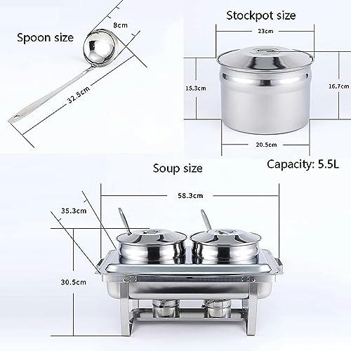 Stainless Steel Buffet Warmer Set, Collapsible Hot Pot Chafing Dish With Lid For Catering Weddings. Bandeja de comida duradera mantiene los aperitivos calientes. Fácil de reunirse y limpiar para fiest