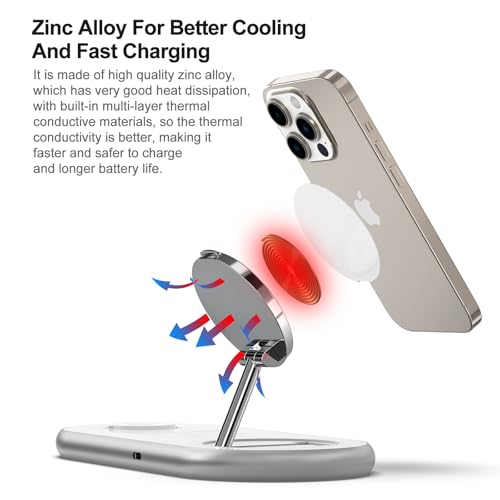 Image of 3 in 1 Charging Station for Apple - Faster Mag-Safe Charger Stand for iPhone - Magnetic Wireless Charger Station for iPhone 17 /16 /15 /14 /13 /12 Series, Apple Watch Series, AirPods Pro (White)