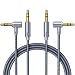 AINOPE Aux Cables [2-Pack/6.6ft], 90°Angled 3.5mm Aux Cord[Hi-Fi Sound, Nylon Braided] Male to Male Stereo Audio Cables Compatible with Car, Beats Headphone, Studio, Recorder, Smartphone- Grey