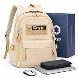 Mochila Masculina Feminina Grande para Notebook 15.6”, Trabalho, Viagem, Escola, Reforçada e Resistente – Mochila Escolar, Mochila Reforçada (Bege)