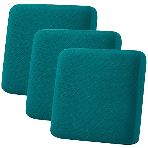 hyha Outdoor Couch Cushion Covers, Sectional Couch Sofa Covers Washable, Jacquard Diamond Lattice, Stretch Sofa Seat Cushion Cover for Indoor/Outdoor Patio Furniture (3 Pieces, Teal)