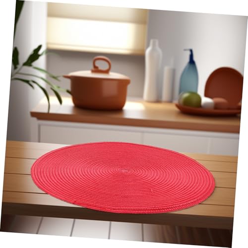 Sets de table tissés en coton lavables ronds bleu sarcelle rouge