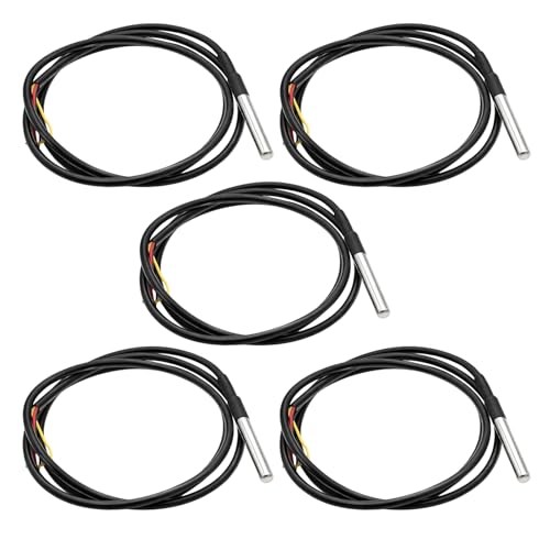 5 Stück Temperaturfühler DS18B20 1m Kabel Wasserdichter und präzise 0 5C Genauigkeit Kompatibel für Arduino für Raspberry Pi & Shelly Temperatursensor für Hobby- und Profi-Projekte