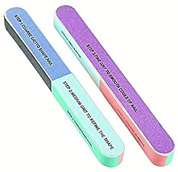 Generic Manicure Tool Set – 7-Sided Nail Buffer and File Combo, Pack of 2 (Assorted Colors)