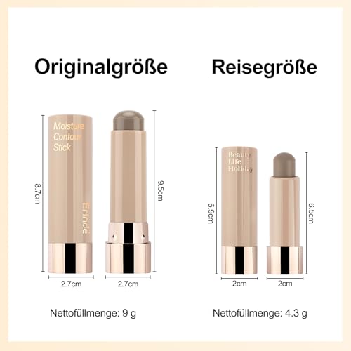 Erinde Kühle Farbtöne Cream Contour Stick, Langanhaltend & Hochpigmentiert Bronzer Stick, Mattes Finish Konturenstift, für Definierte Konturen, Weiche Textur, Leicht zu Verblenden, Vegane Formel, 9g