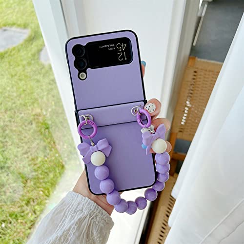 Coque Samsung Z Flip 4 portable a bracelet perle couleur pour vos sorties quotidiennes