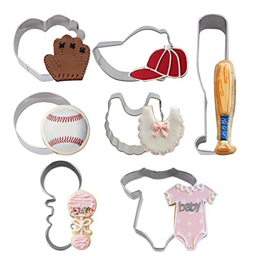 Baseball Cookie Cutters, 7 Pack Baking Molds Stainless Steel Biscuit Sandwich Cake Cutter Set Baseball Cake Decorations For Baby Shower Party Supplies Favors #TOP1